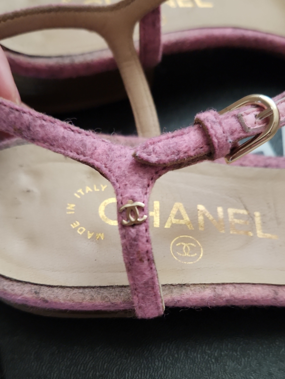 Chanel Chine Felt Pink Sandals Size 40 ( US 10) - Picture 9 of 14
